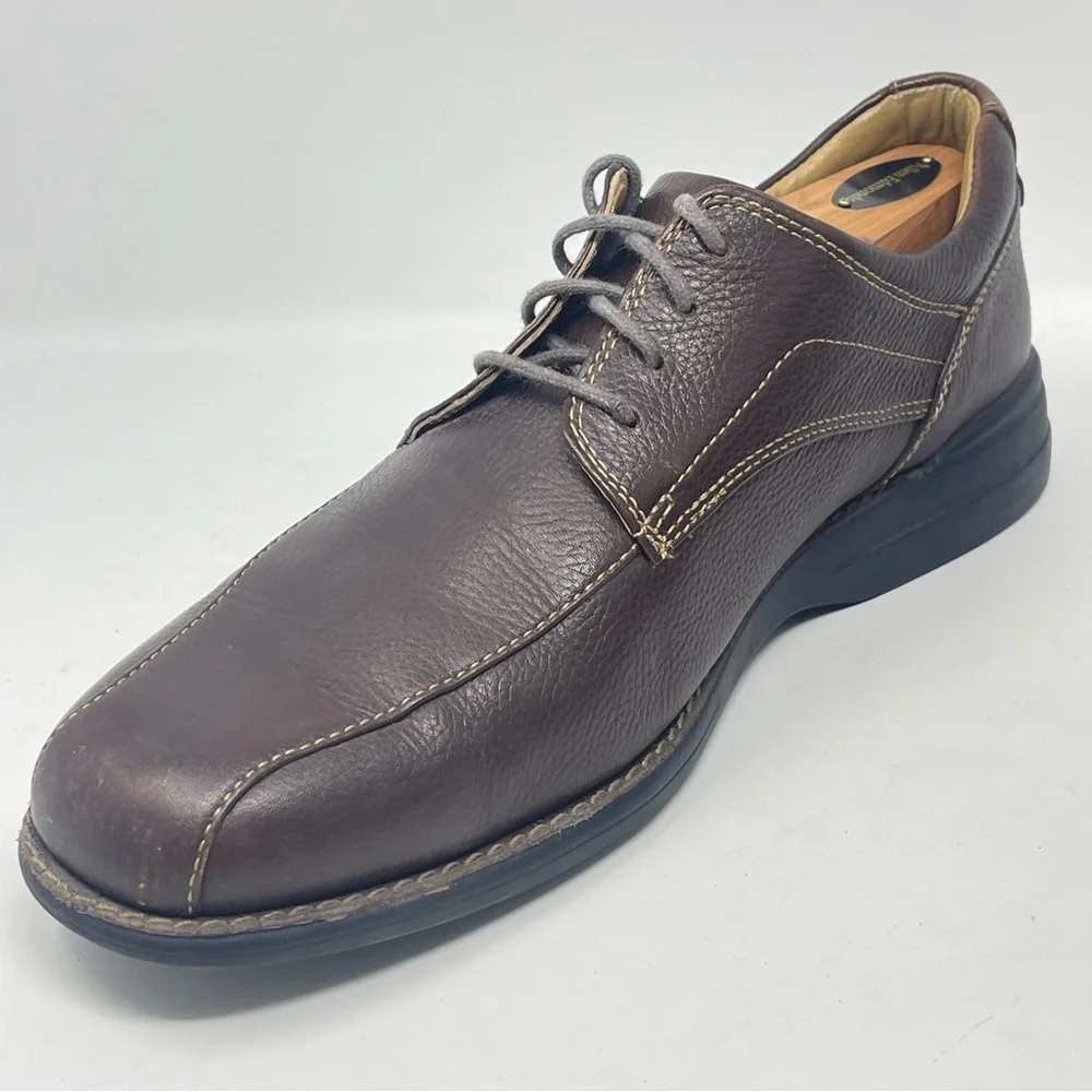 Johnston & Murphy Hunley Shoes Mens 11.5 M Brown Leather Stitched Casual Lace Up